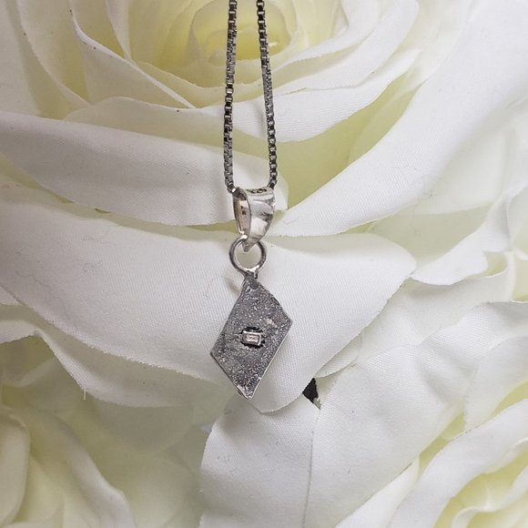 Blue Opal Vintage Delicate Pendant Necklace in 925 Silver - Picture 3 of 4